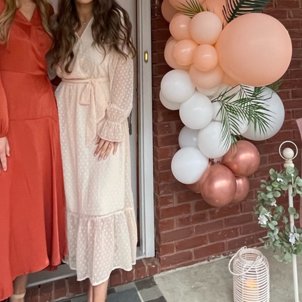 Cream Swiss Dot Wrap Dress Maxi